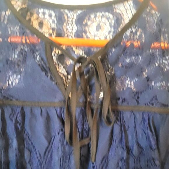 After Market Navy Blue Lacy Blouse, Size S - Picture 5 of 7